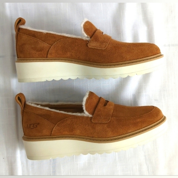 Ugg Atwater Spill Seam Wedge Lpafer In Chestnut EUC sz 9 - Picture 6 of 6